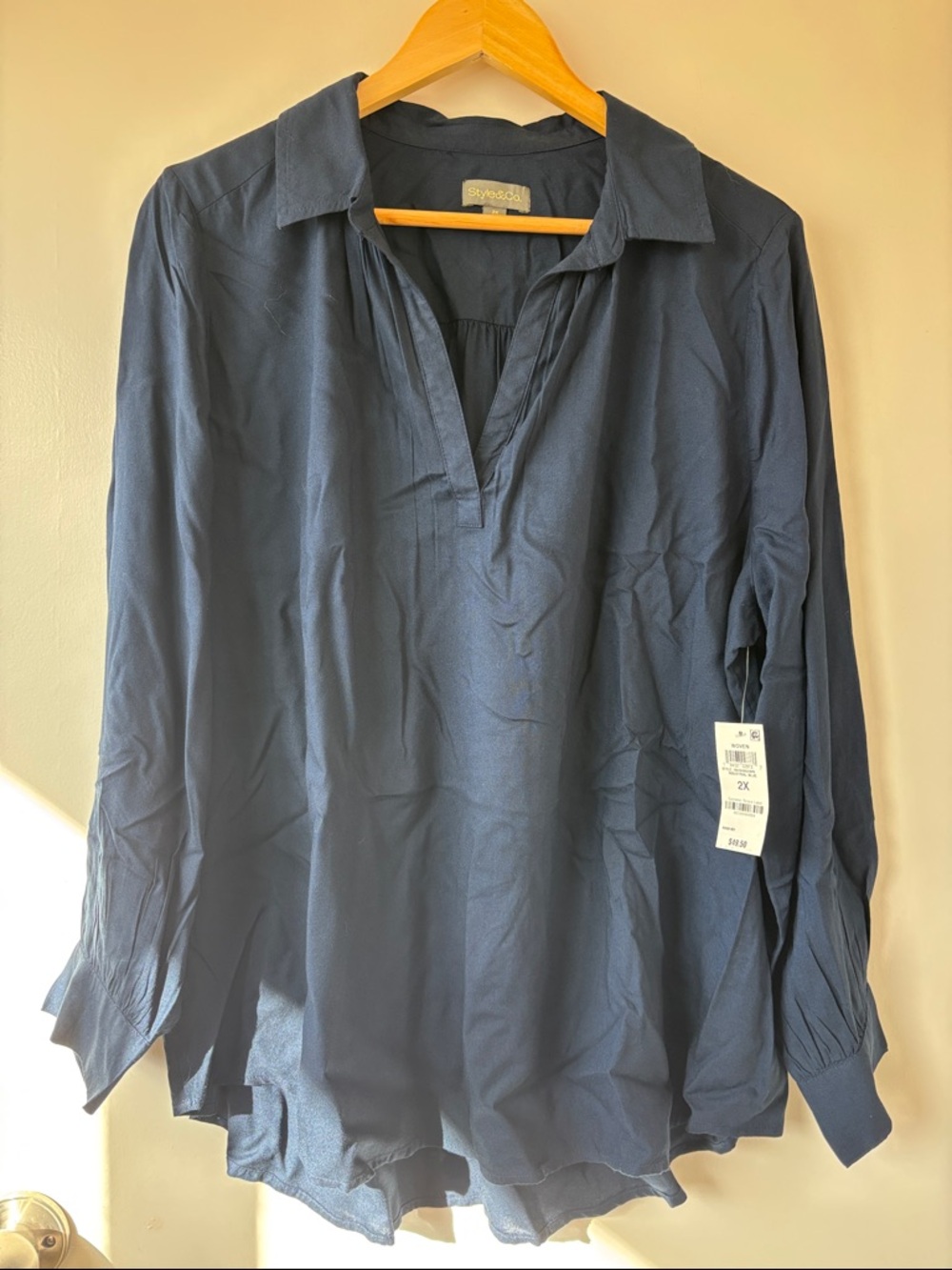 Style & Co. Navy Woven Blouse